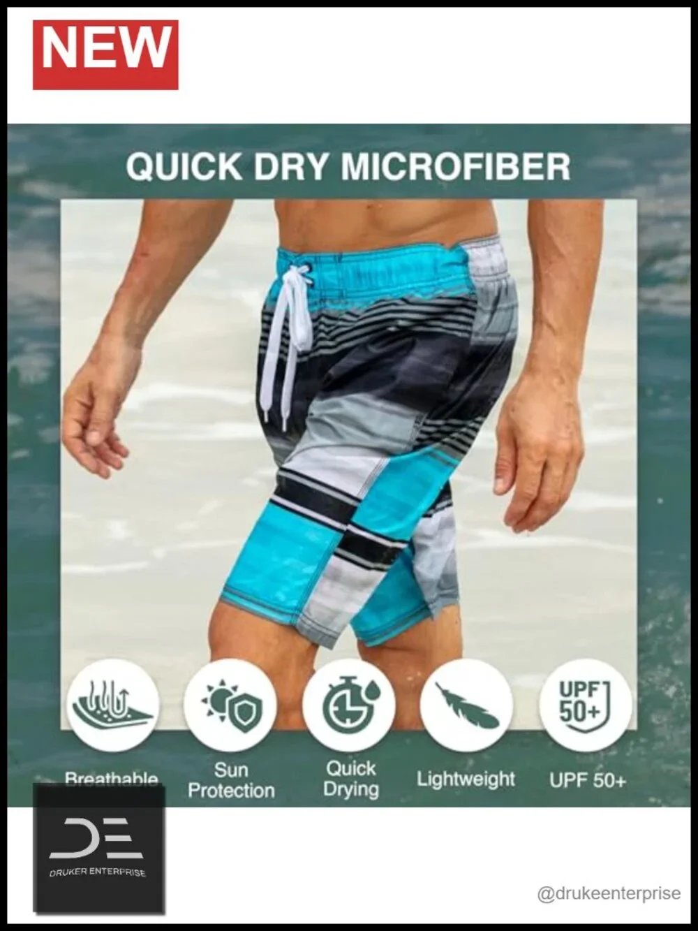 Mens Quick-Dry 9-Inch Swim Trunks UPF 50+